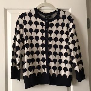 Ann Taylor navy and cream cropped cardigan size L